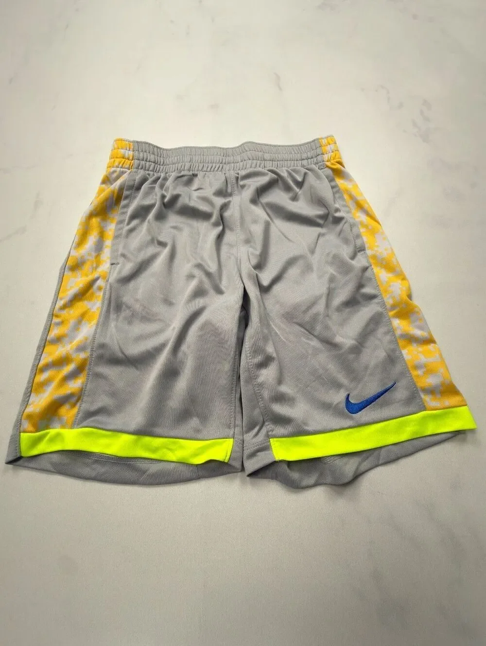 Nike Basketball Shorts Gray Yellow Neon Athletic Sport - Boys M+ Husky